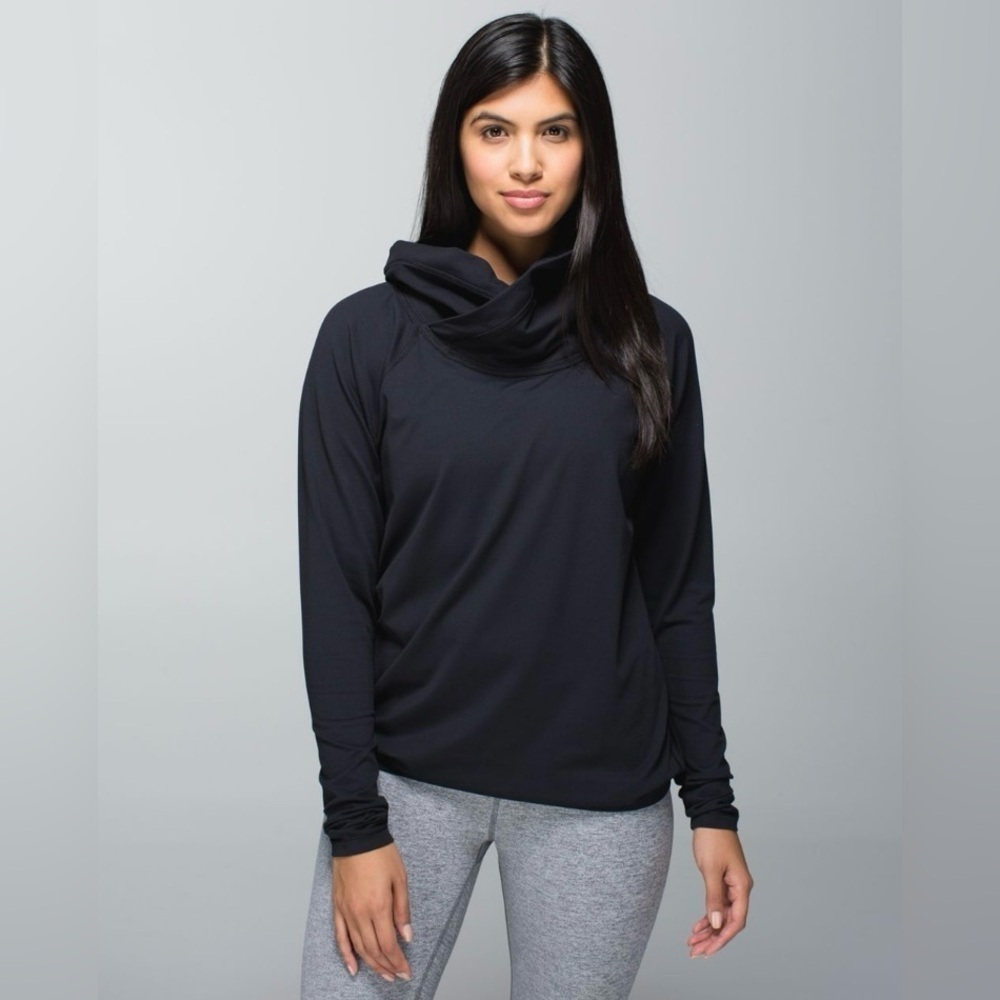 Lululemon Healthy Heart Pullover Crossover Cowl Neck Black size 6